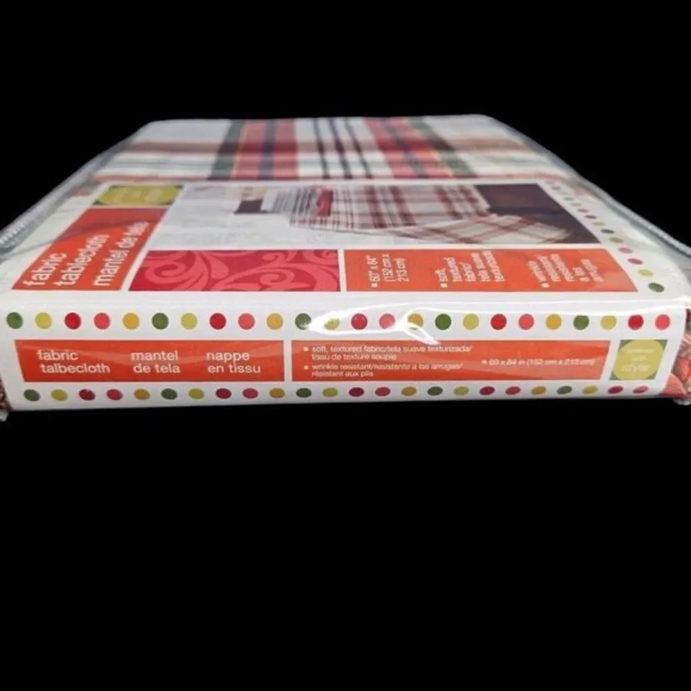 Autumn Plaid Tablecloth Burnt Orange Green Fall Wrinkle‎ Resistant 60 x 84 New